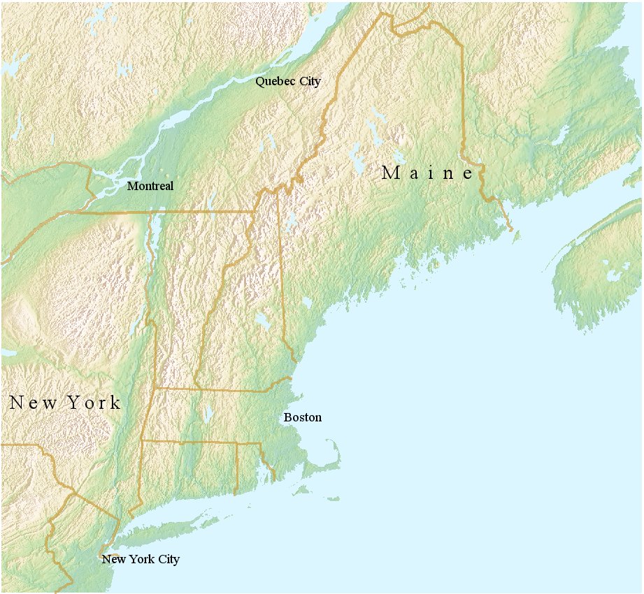 New England Topographic Map